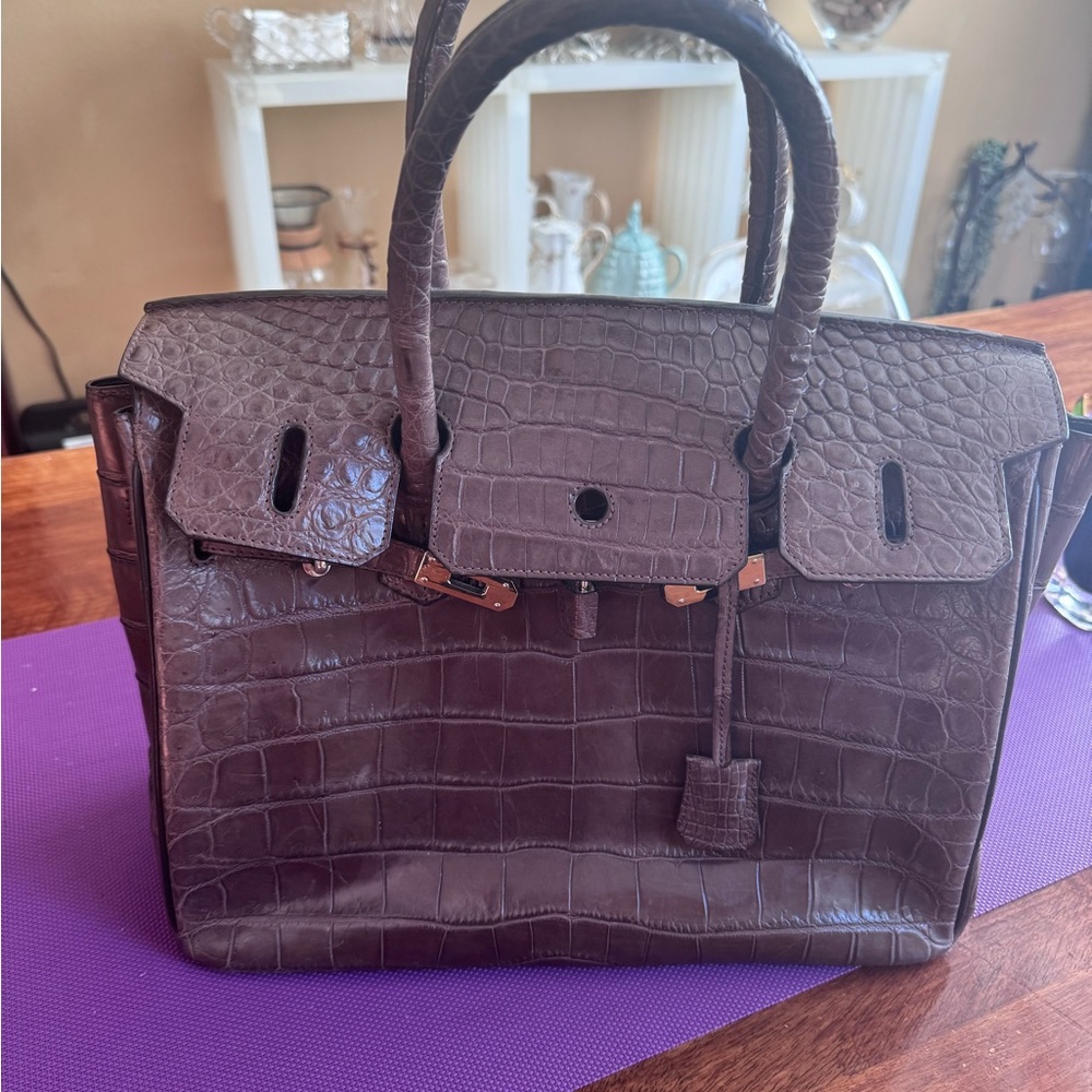 Real Crocodile leather Brown Handbag